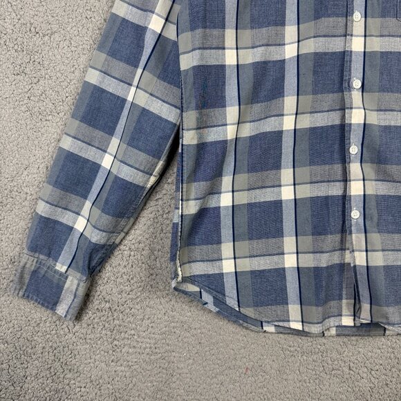 J.Crew Shirt Men Medium Blue Windowpane Plaid Classic Fit In Cotton Canvas Offic - Picture 7 of 14